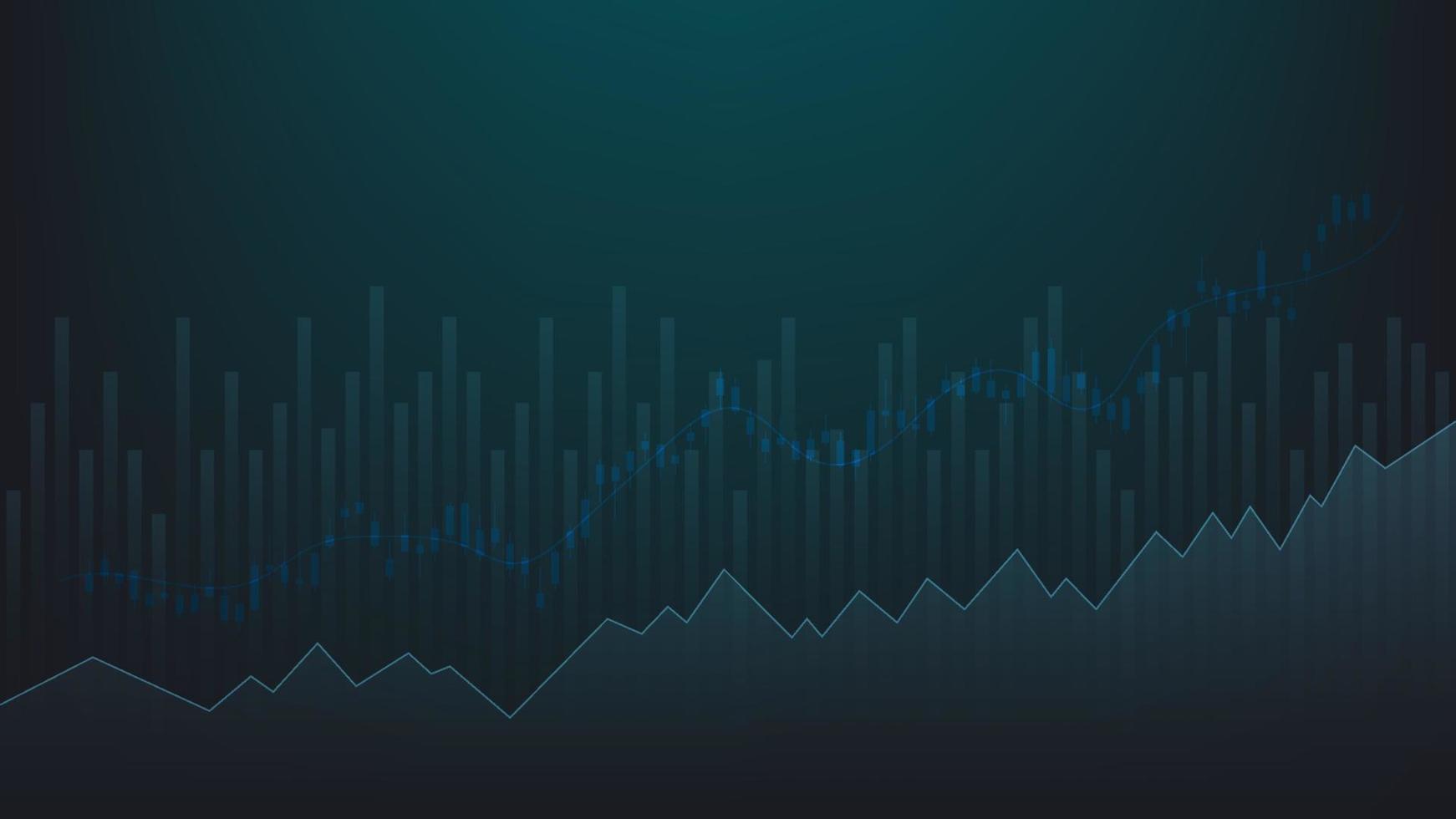 Finanzen und betriebswirtschaftlicher Hintergrund. Balkendiagramm und Candlestick-Diagramm zeigen den Börsenhandelspreis vektor