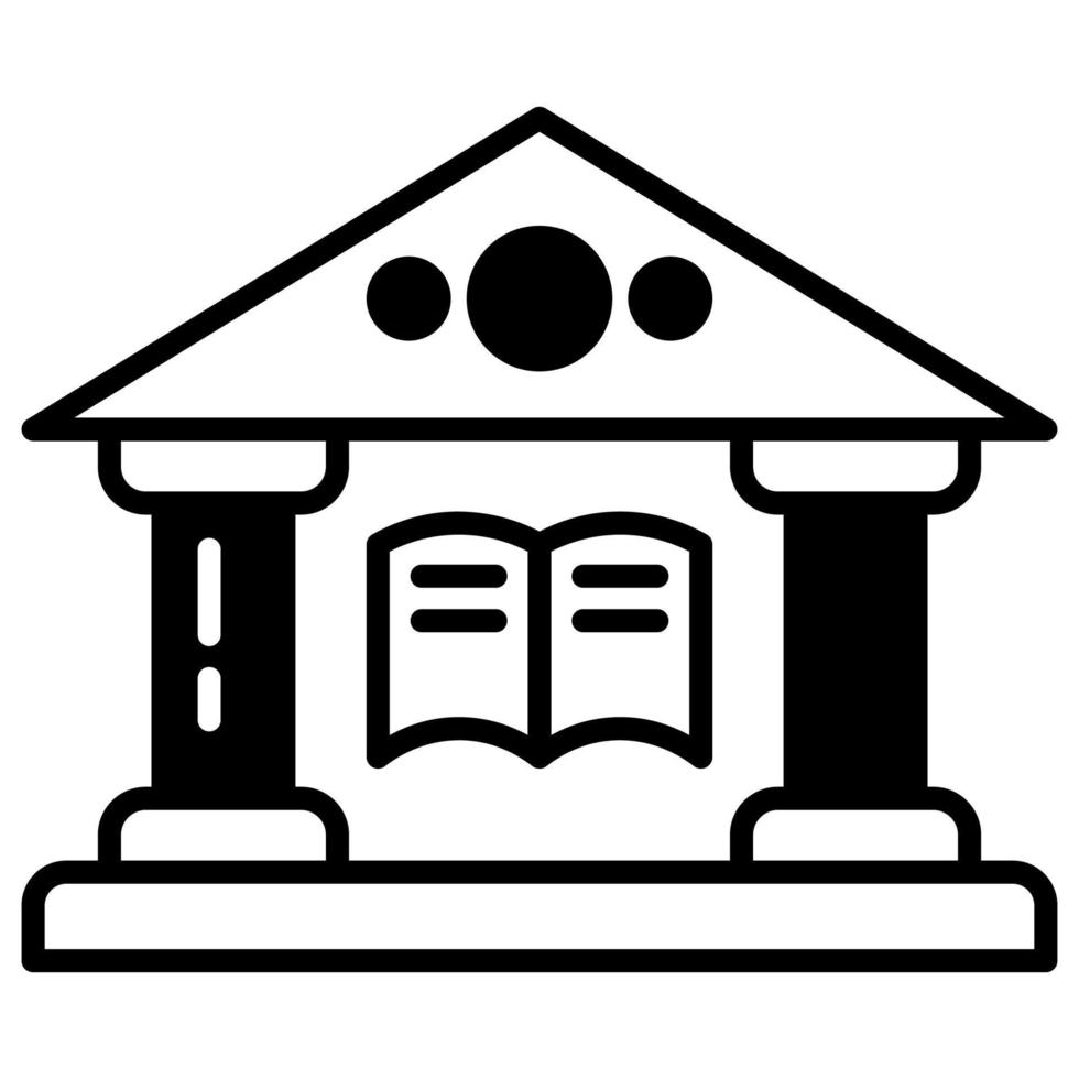 Bibliotheksgebäudedesign mit Buchlogo in der Mitte vektor