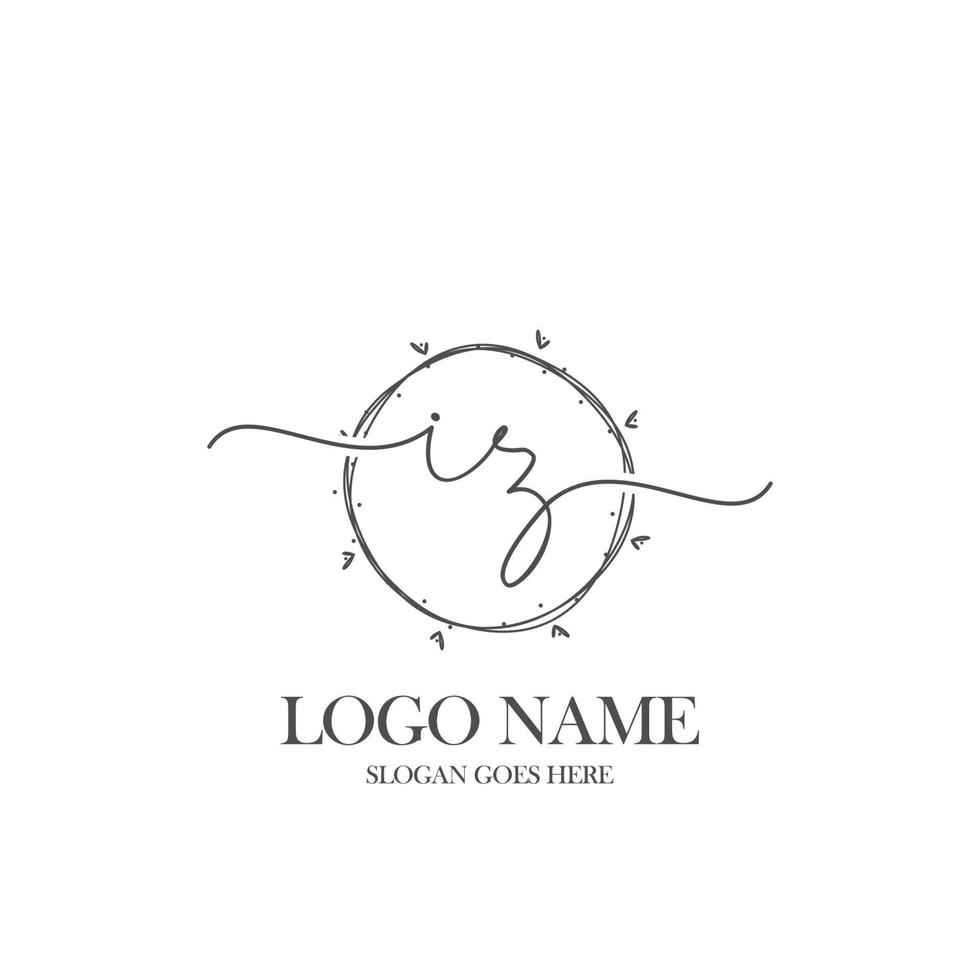 första iz skönhet monogram och elegant logotyp design, handstil logotyp av första signatur, bröllop, mode, blommig och botanisk med kreativ mall. vektor