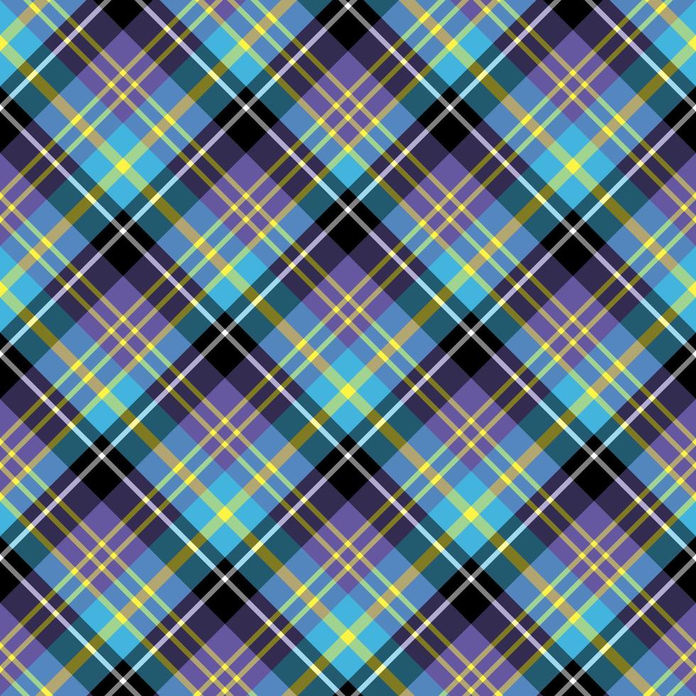 Nahtloses Muster in interessanten hellen violetten, gelben, schwarzen und blauen Farben für Plaid, Stoff, Textil, Kleidung, Tischdecke und andere Dinge. Vektorbild. 2 vektor