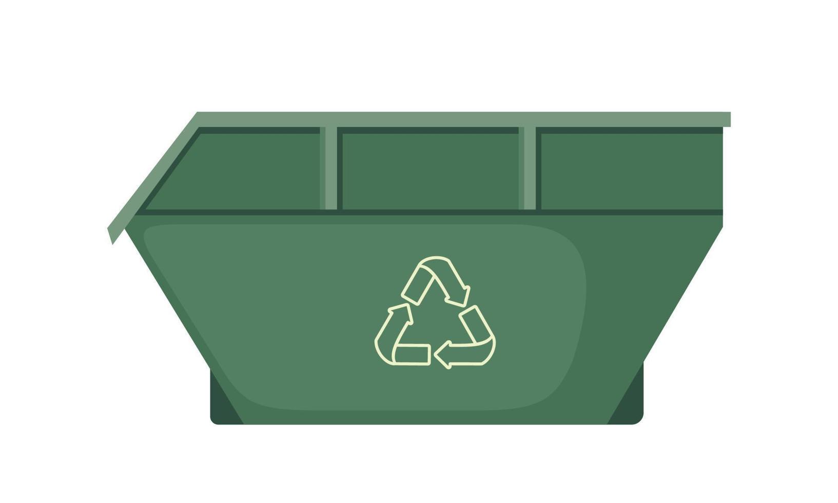 Papierkorb-Container-Symbol mit Recycling-Symbol im flachen Stil isoliert auf weißem Hintergrund. Vektor-Illustration. vektor