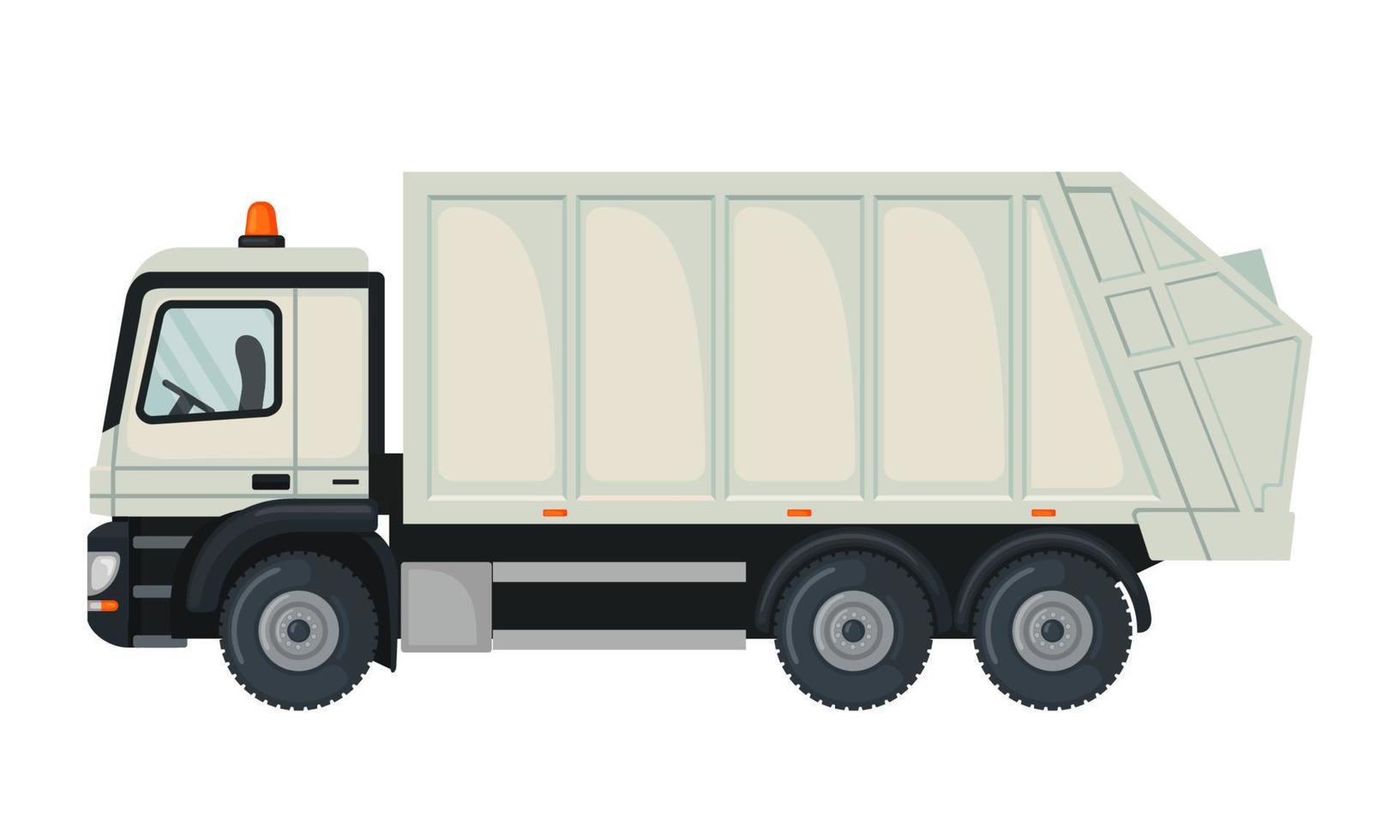 Müllwagen-Symbol im flachen Stil isoliert auf weißem Hintergrund. Fahrzeug für die Öko-Abfallsammlung. Vektor-Illustration. vektor
