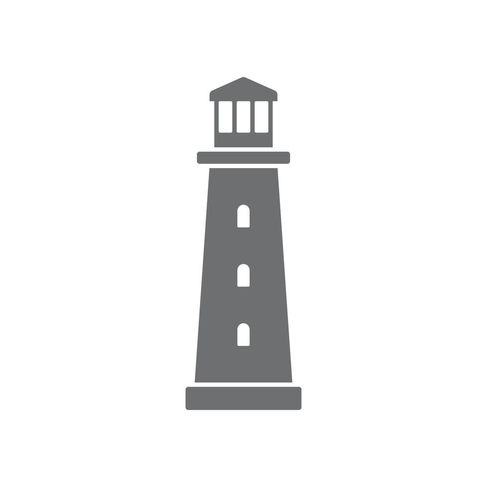 eps10 graues Vektorleuchtturm-Gebäudesymbol isoliert auf weißem Hintergrund. Searchlight Island Beach Coast Symbol in einem einfachen, flachen, trendigen, modernen Stil für Ihr Website-Design, Logo und Handy vektor