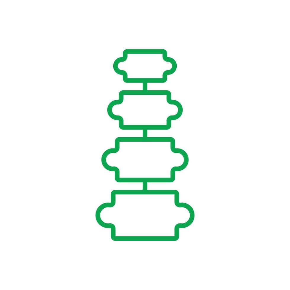 eps10 grüner Vektor menschliche Wirbelsäule Knochen Struktursymbol isoliert auf weißem Hintergrund. Wirbelsäulendiagnostik-Umrisssymbol in einem einfachen, flachen, trendigen, modernen Stil für Ihr Website-Design, Logo und mobile App