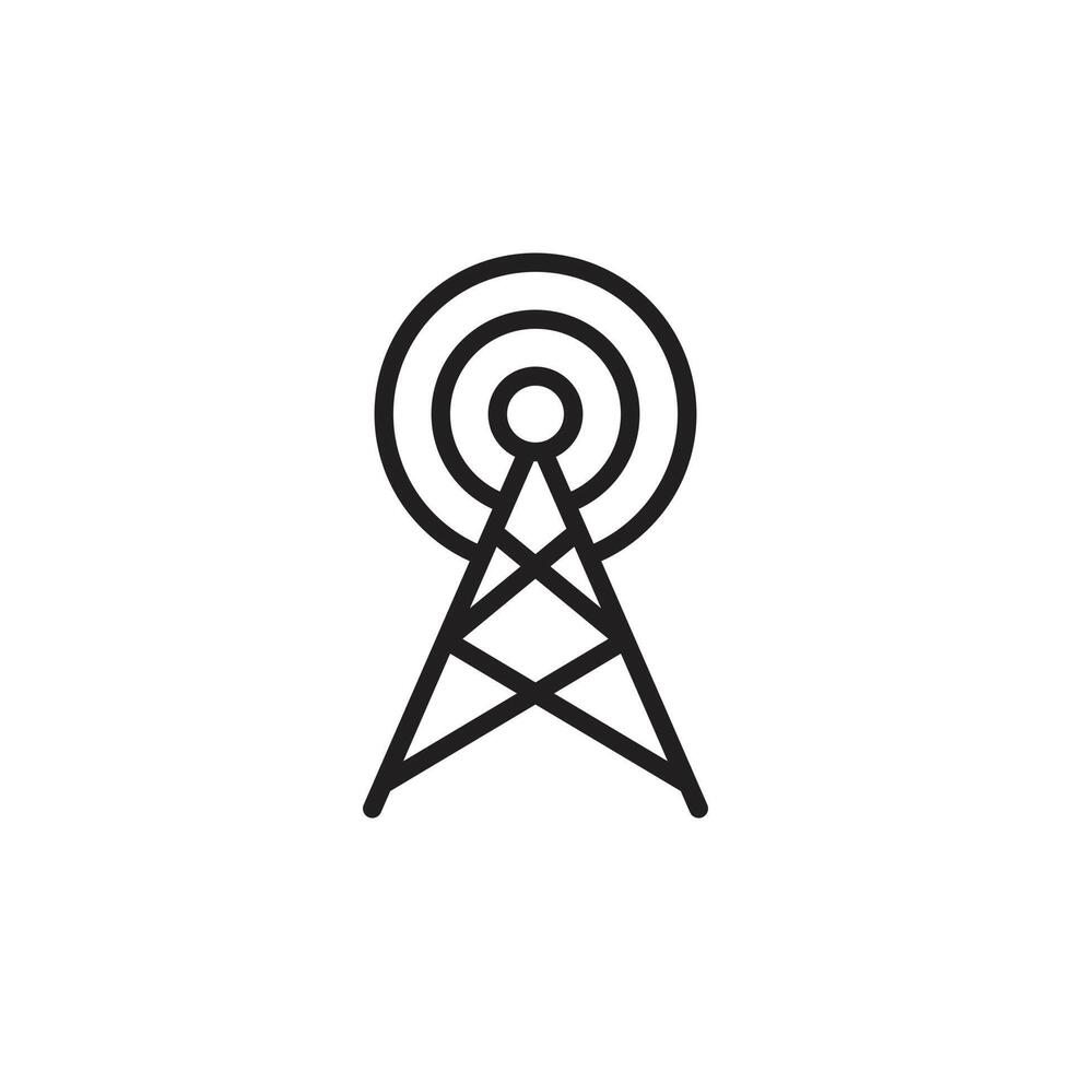 eps10 schwarze Vektorsenderantenne oder Broadcast-Symbol isoliert auf weißem Hintergrund. Wi-Fi-Tower-Umrisssymbol in einem einfachen, flachen, trendigen, modernen Stil für Ihr Website-Design, Logo und mobile App vektor