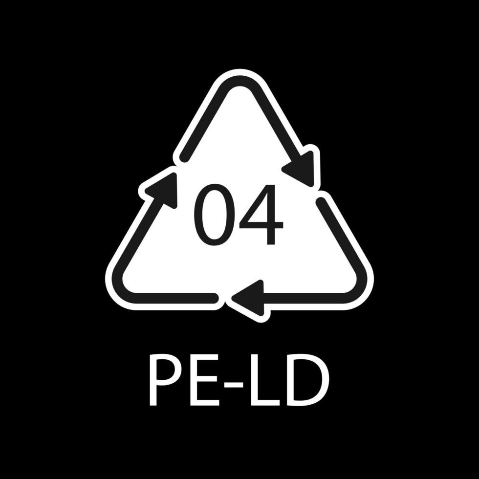 pe-ld 04 Recycling-Code-Symbol. Kunststoff-Recycling-Vektor-Polyethylen-Zeichen mit niedriger Dichte. vektor