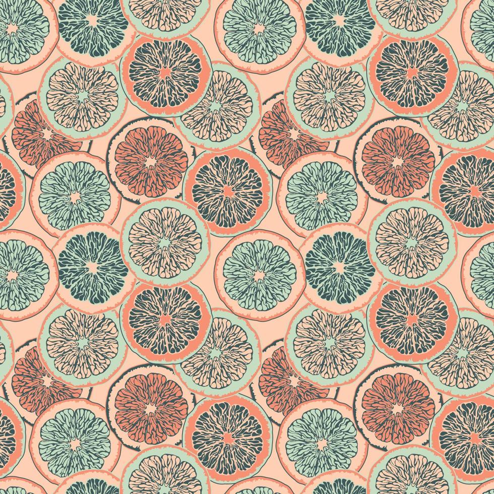 sömlös mönster med citrus- frukt skivor. enkel eleganta vektor illustration. trendig modern skriva ut design. apelsin, citron.