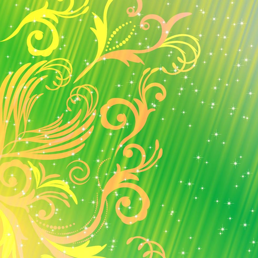 Vektor abstrakte Blumenmuster auf grünem Hintergrund mit Bokeh. magische Fantasieblumen-Designkarte.