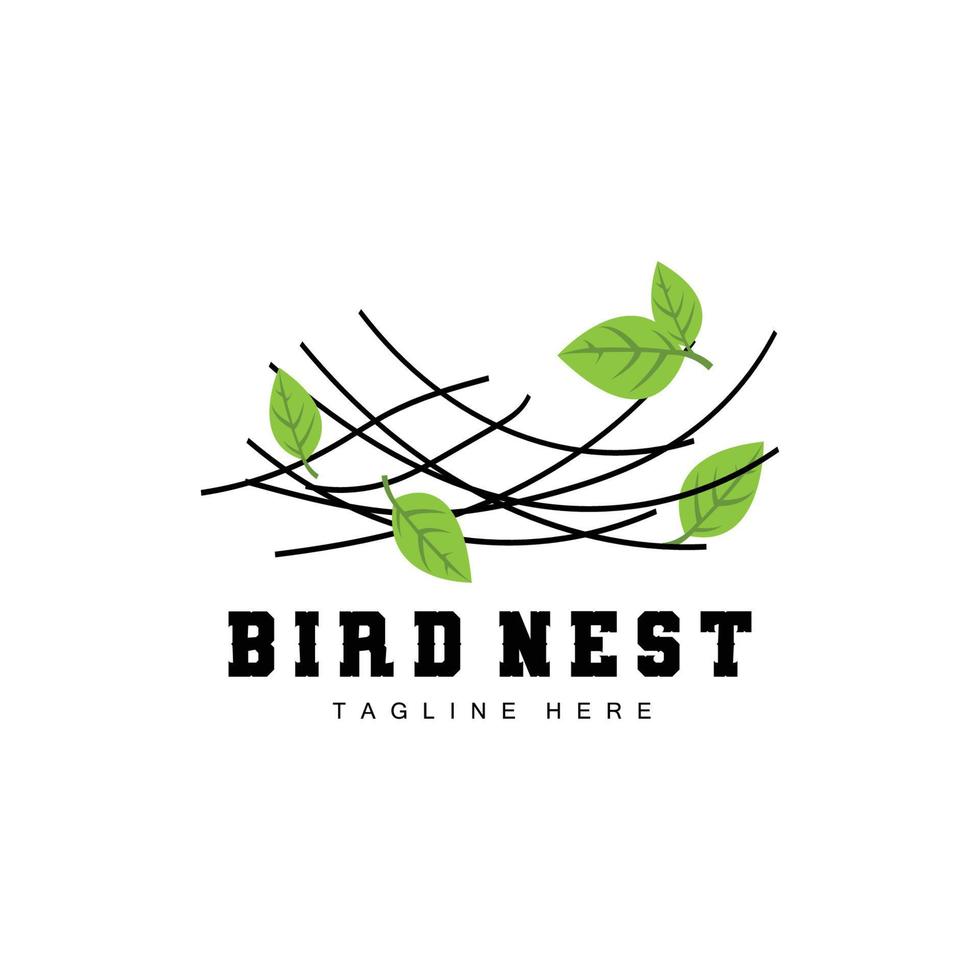 Vogelnest-Logo-Design, Vogelhaus-Vektor für Eier, Vogelbaum-Logo-Illustration vektor