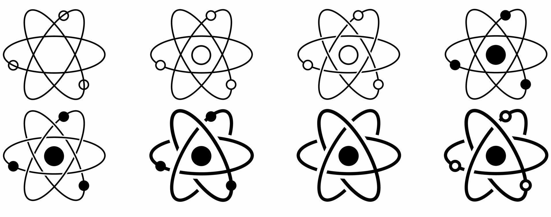 kärn atom ikon uppsättning isolerat på vit bakgrund vektor