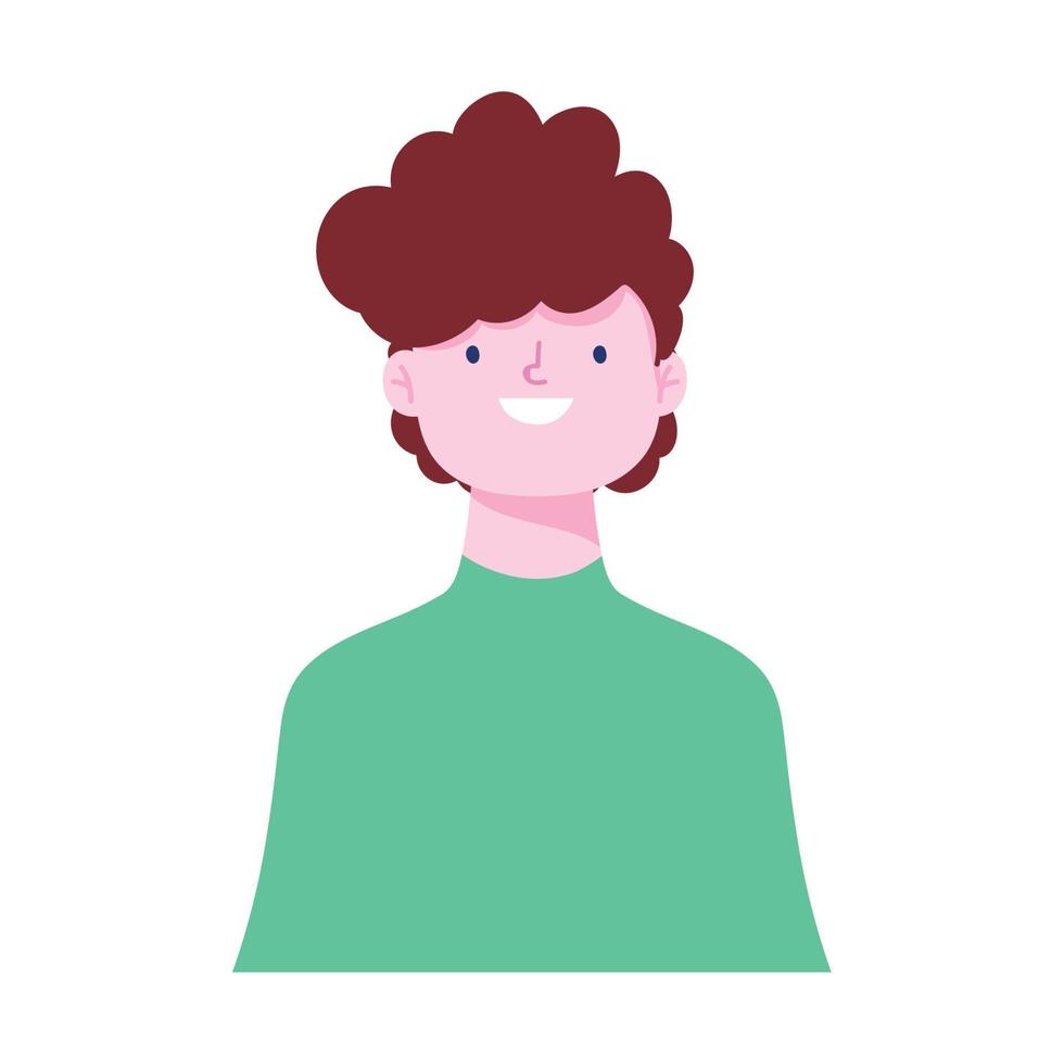 kleiner Junge Zeichentrickfigur Porträt isoliert Icon Design weißen Hintergrund vektor