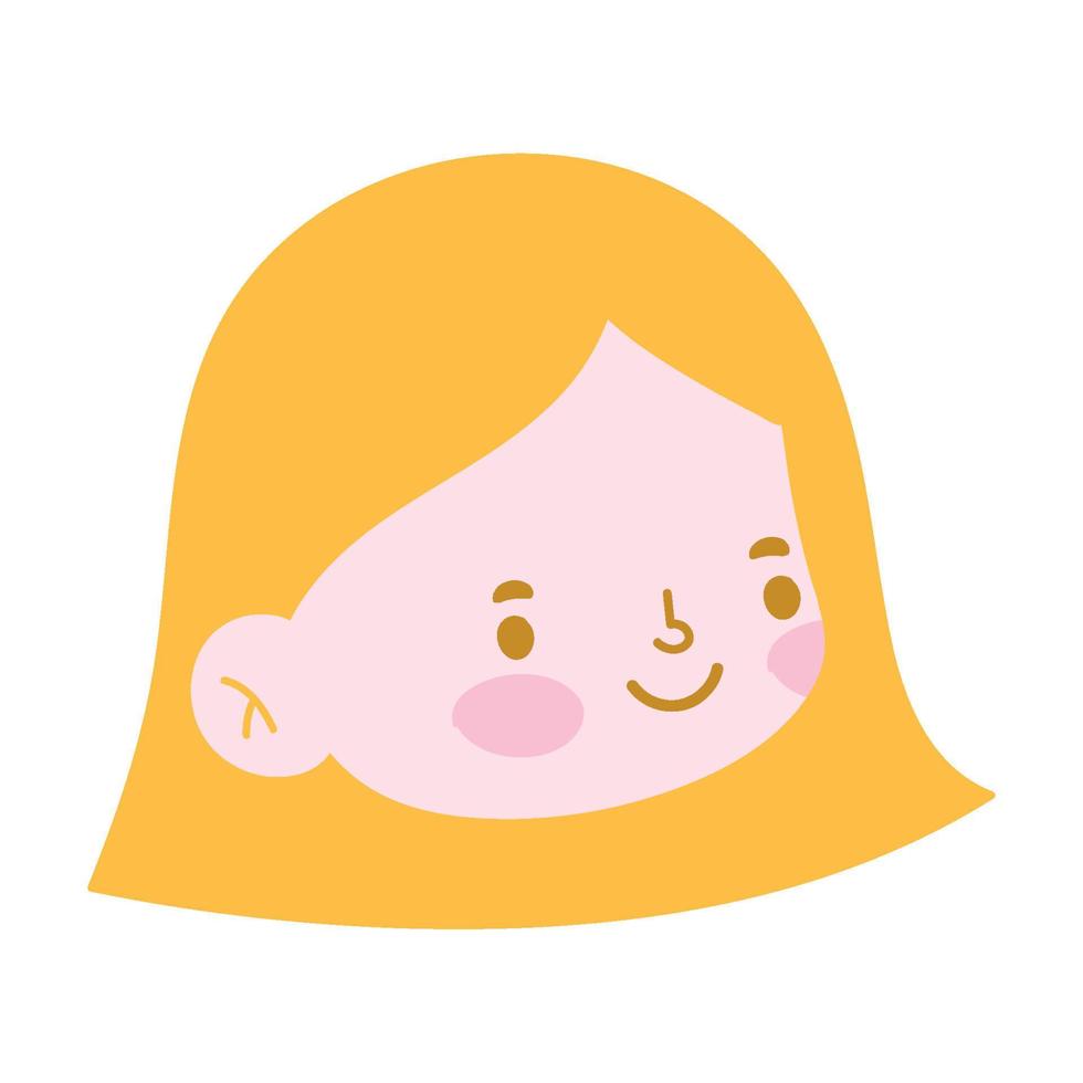 kleines Mädchen Gesicht Zeichentrickfigur isoliert Icon Design weißen Hintergrund vektor