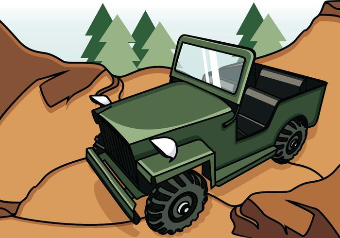 Illustration Von Jeep Auf Dem Berg vektor