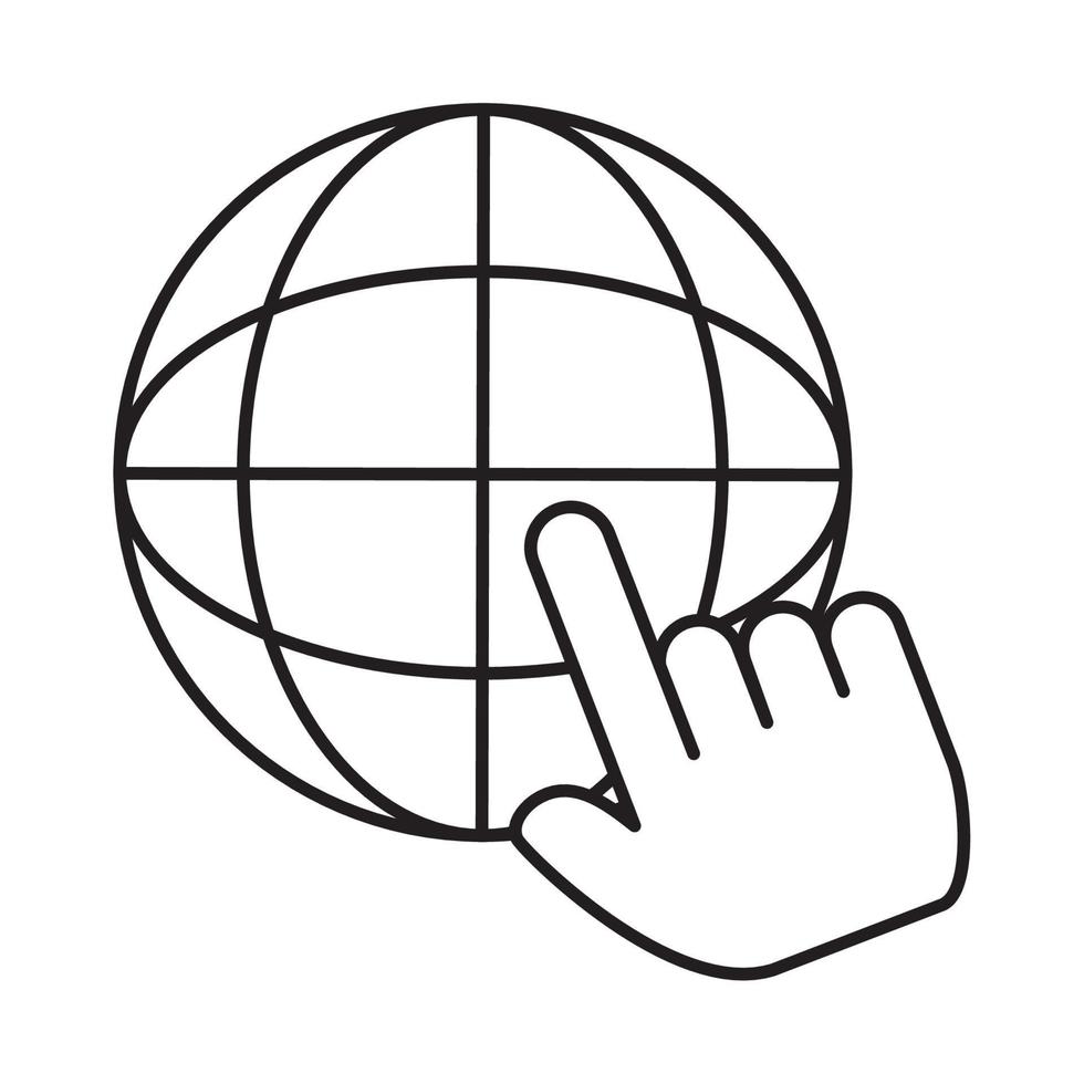 World Clicking Hand Symbol für mobiles Marketing und E-Commerce-Linienstil vektor