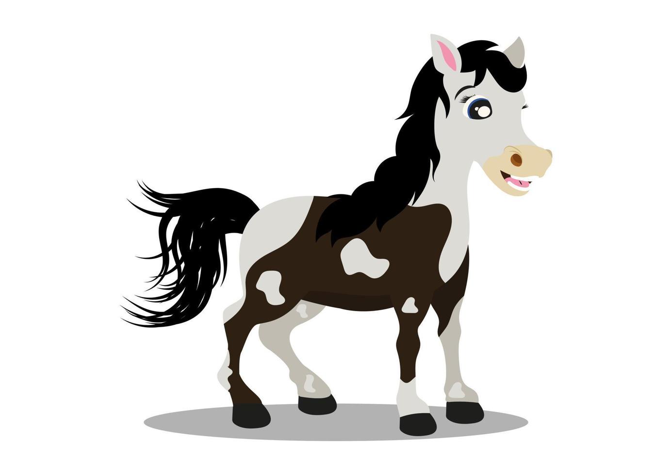 tecknad serie brun häst med vit fläckar vektor