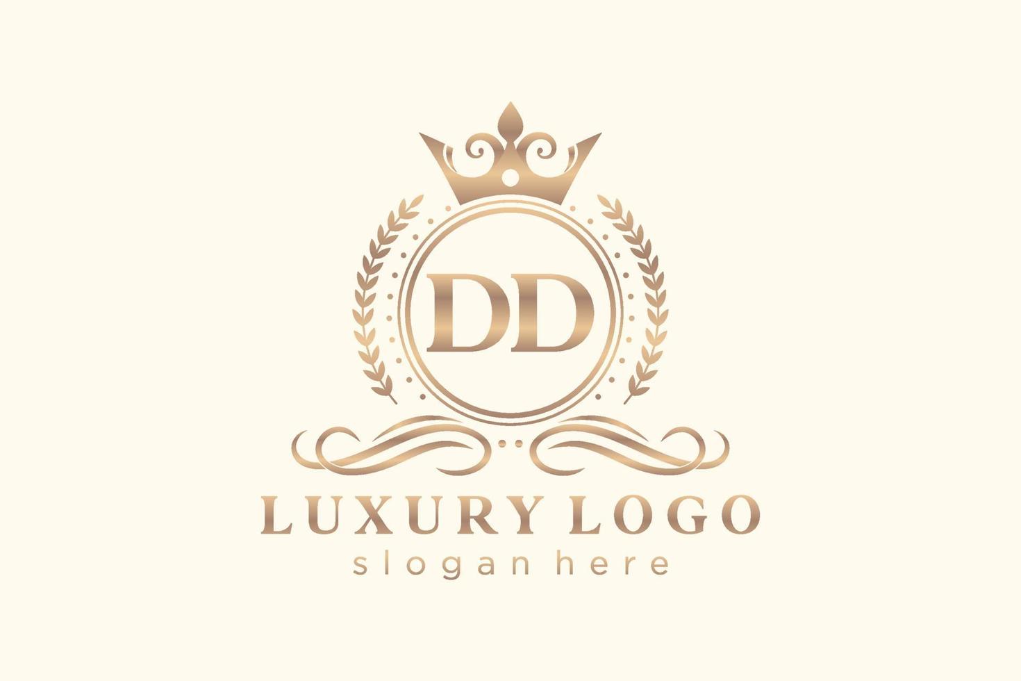 Royal Luxury Logo-Vorlage mit anfänglichem dd-Buchstaben in Vektorgrafiken für Restaurant, Lizenzgebühren, Boutique, Café, Hotel, Heraldik, Schmuck, Mode und andere Vektorillustrationen. vektor