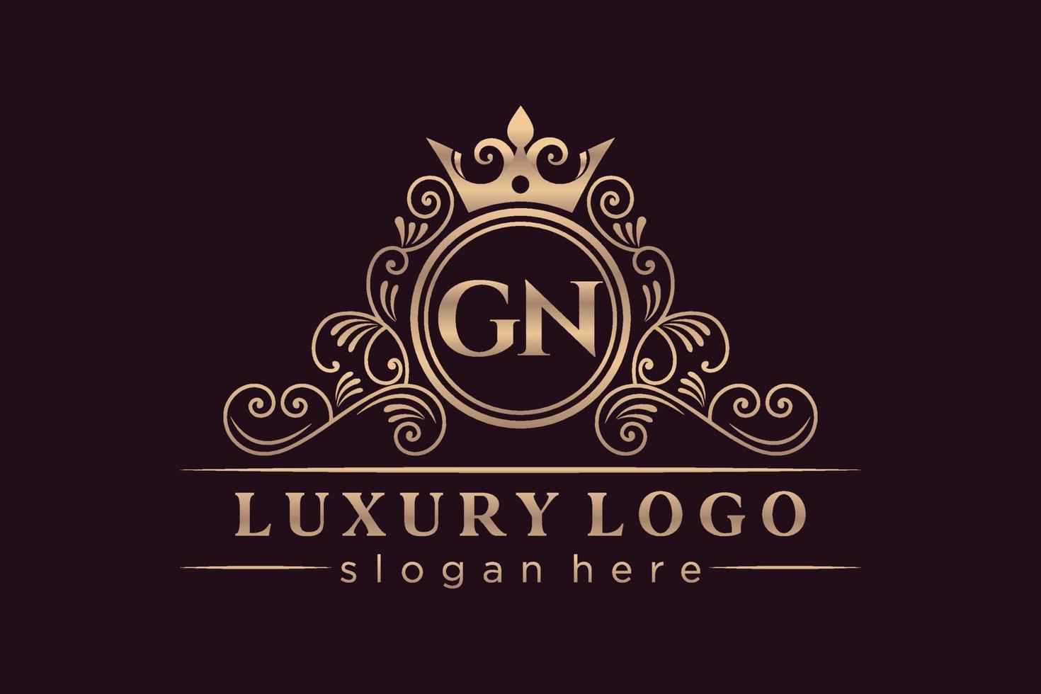 gn anfangsbuchstabe gold kalligrafisch feminin floral handgezeichnet heraldisch monogramm antik vintage stil luxus logo design premium vektor