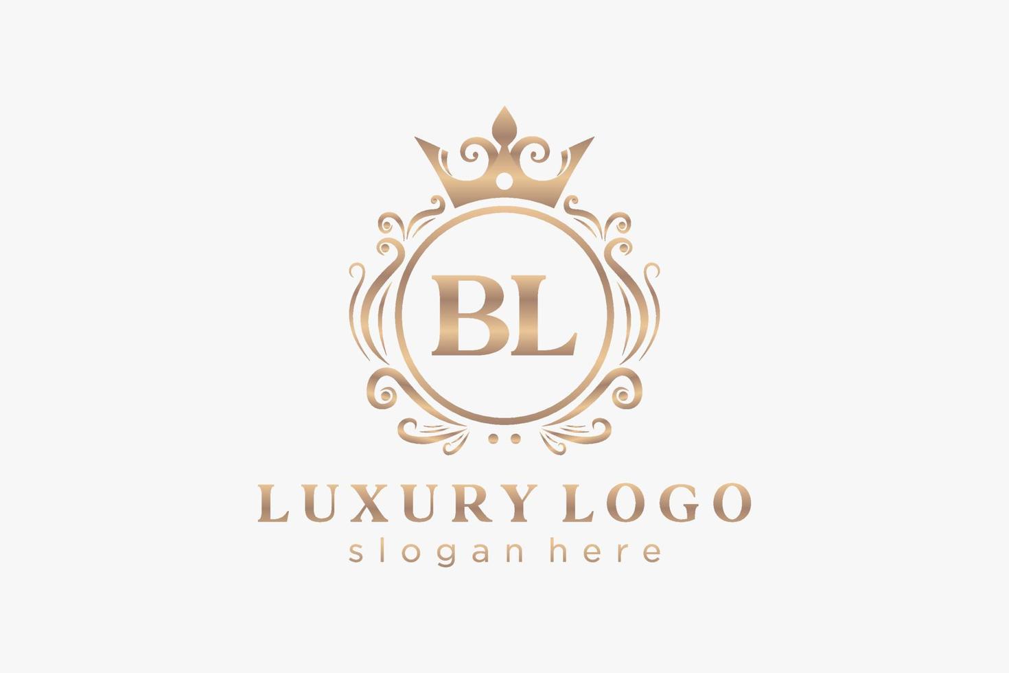 Royal Luxury Logo-Vorlage mit anfänglichem bl-Buchstaben in Vektorgrafiken für Restaurant, Lizenzgebühren, Boutique, Café, Hotel, Heraldik, Schmuck, Mode und andere Vektorillustrationen. vektor