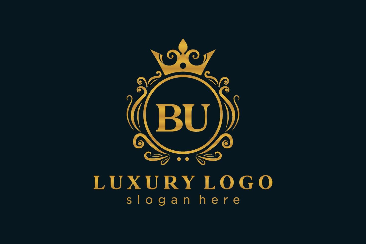 första bu brev kunglig lyx logotyp mall i vektor konst för restaurang, kungligheter, boutique, Kafé, hotell, heraldisk, Smycken, mode och Övrig vektor illustration.