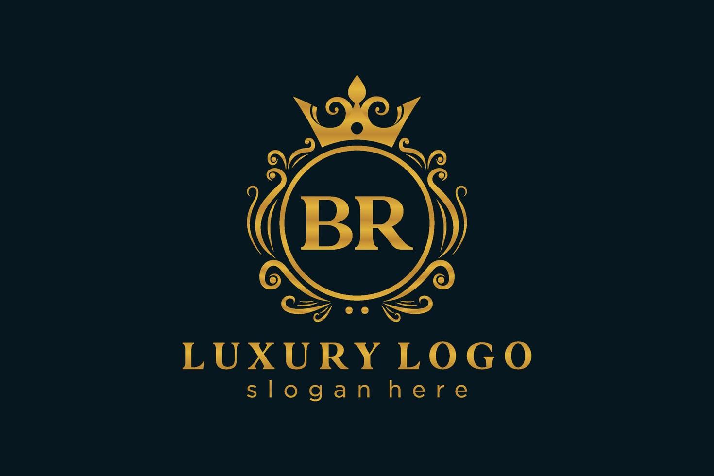 Royal Luxury Logo-Vorlage mit anfänglichem br-Buchstaben in Vektorgrafiken für Restaurant, Lizenzgebühren, Boutique, Café, Hotel, Heraldik, Schmuck, Mode und andere Vektorillustrationen. vektor