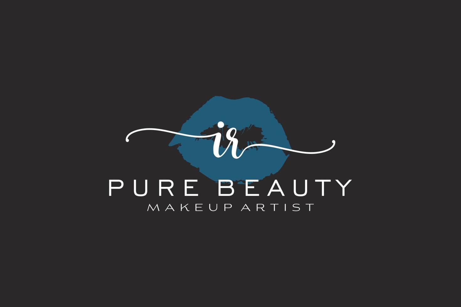 anfängliches ir-Aquarell-Lippen vorgefertigtes Logo-Design, Logo für Make-up-Künstler-Business-Branding, errötendes Beauty-Boutique-Logo-Design, Kalligrafie-Logo mit kreativer Vorlage. vektor