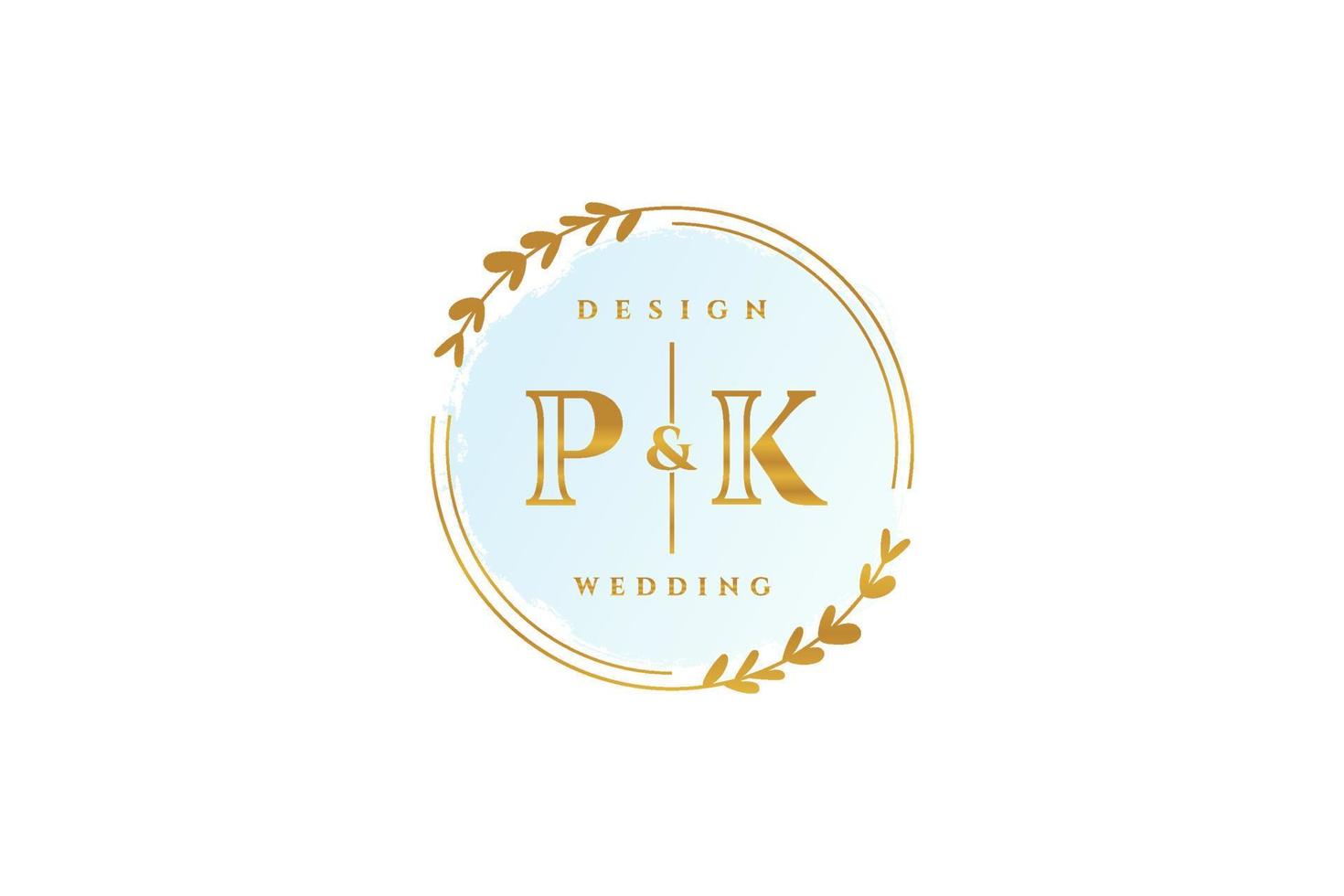 första pk skönhet monogram och elegant logotyp design handstil logotyp av första signatur, bröllop, mode, blommig och botanisk med kreativ mall. vektor