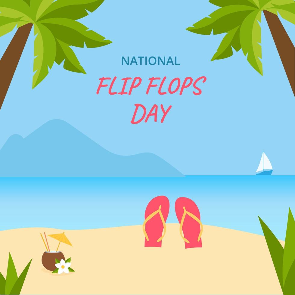 Urlaubsgrußkarte mit Flip-Flops. nationaler Flip-Flops-Tag. Vektorillustration. vektor