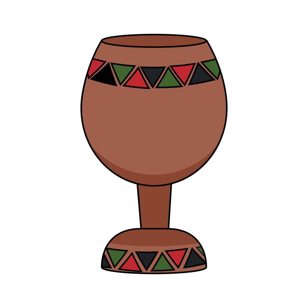 modern platt illustration av kwanzaa festival symbol kikombe cha umoja - enhet kopp. uppfyllande afrikansk förfäder, afrikansk amerikan arv. vektor illustration av trä- kopp dekorerad enkel prydnad