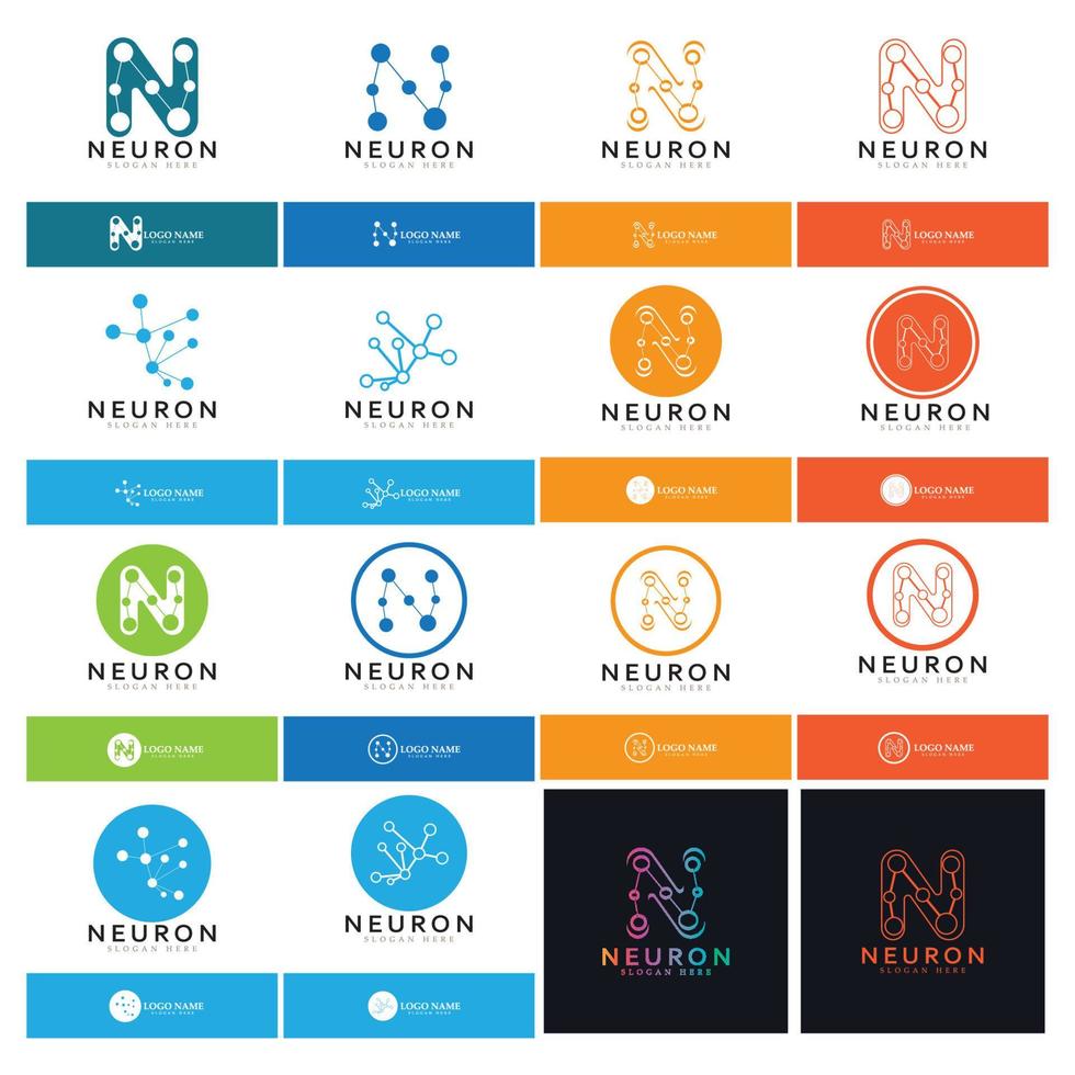 neuron logotyp eller nervcell logotyp design, molekyl logotyp illustration mall ikon med vektor koncept