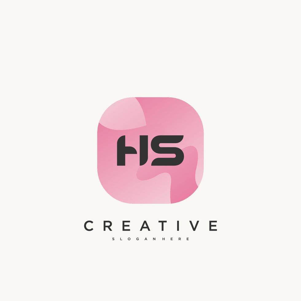 hs första brev logotyp ikon design mall element med Vinka färgrik konst. vektor