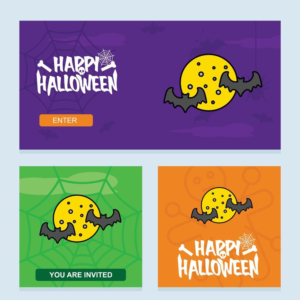 glückliches halloween-einladungsdesign mit mondvektor vektor