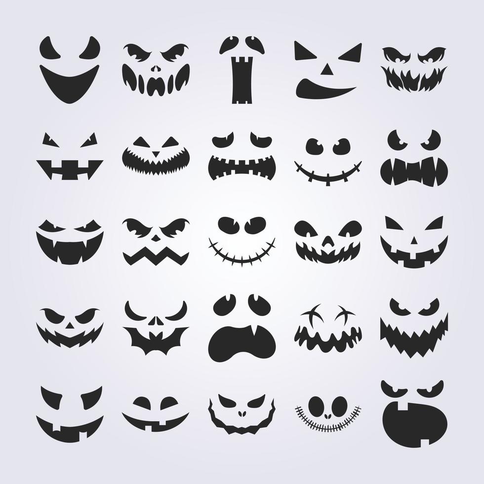 Bündel von gruseligen und lustigen Gesichtern für Halloween Thanksgiving Vektor Logo Symbol Symbol Zeichen Illustration Design