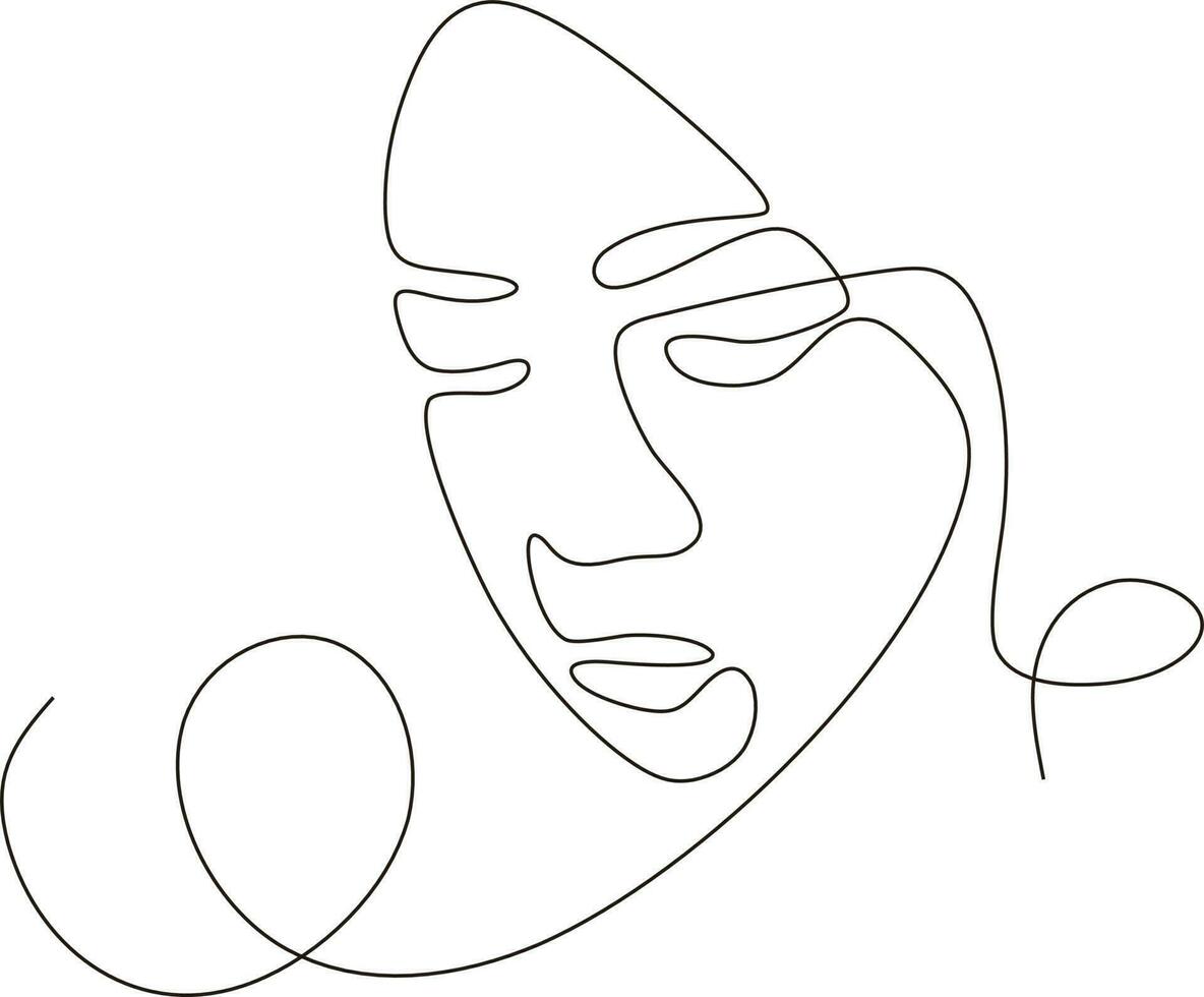 vektor kontinuerlig linje skön flicka ansikte illustration