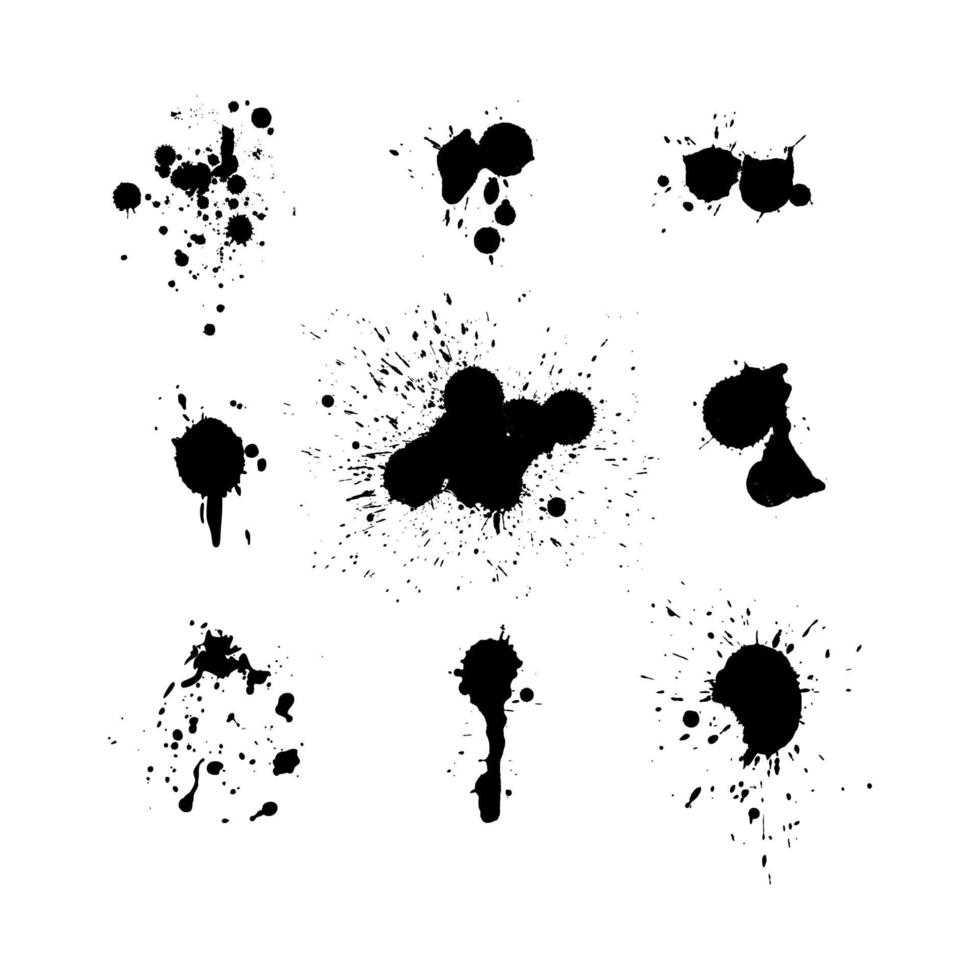 Satz von Splash-Element-Illustrationsvorlagen. schwarze Silhouetten von Farbspritzern. Element für den Hintergrund. Vektor eps 10.