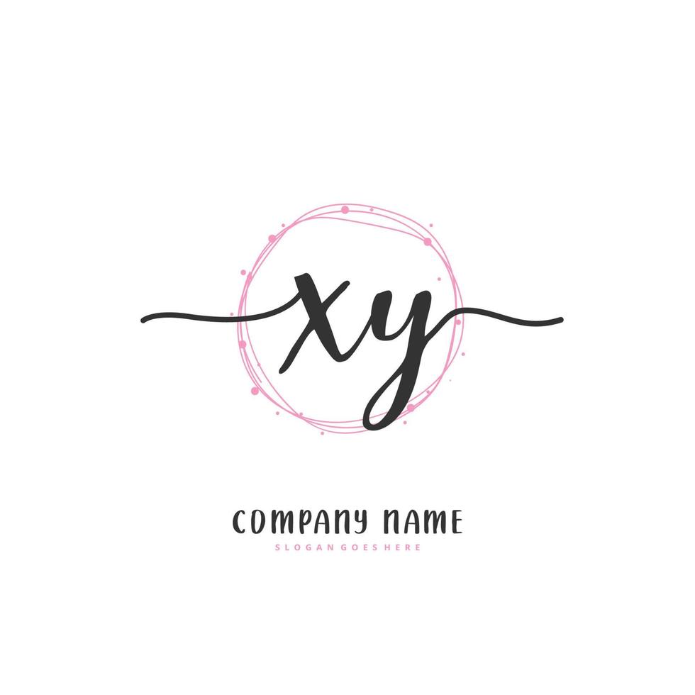 xy-Anfangshandschrift und Signatur-Logo-Design mit Kreis. schönes design handgeschriebenes logo für mode, team, hochzeit, luxuslogo. vektor