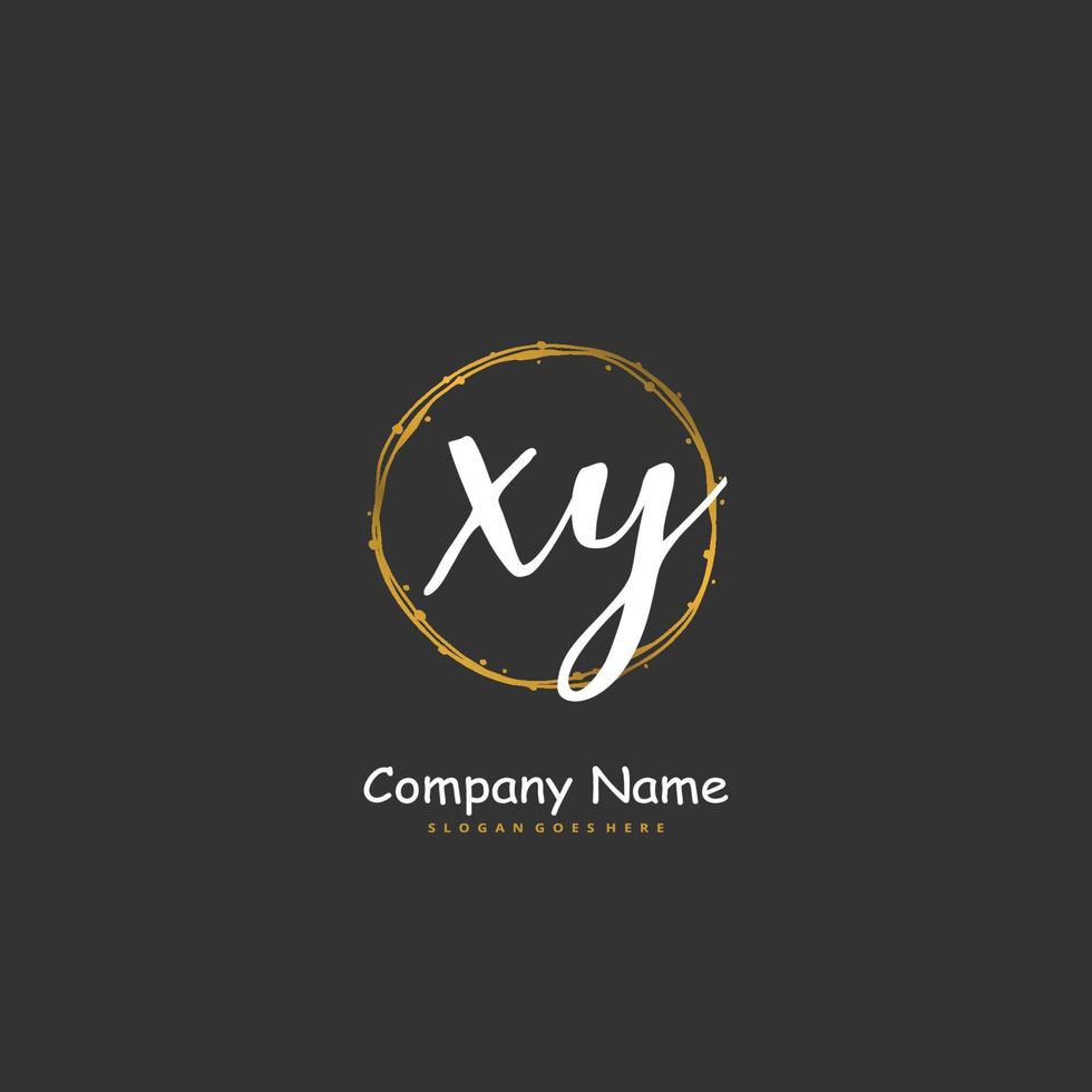xy första handstil och signatur logotyp design med cirkel. skön design handskriven logotyp för mode, team, bröllop, lyx logotyp. vektor