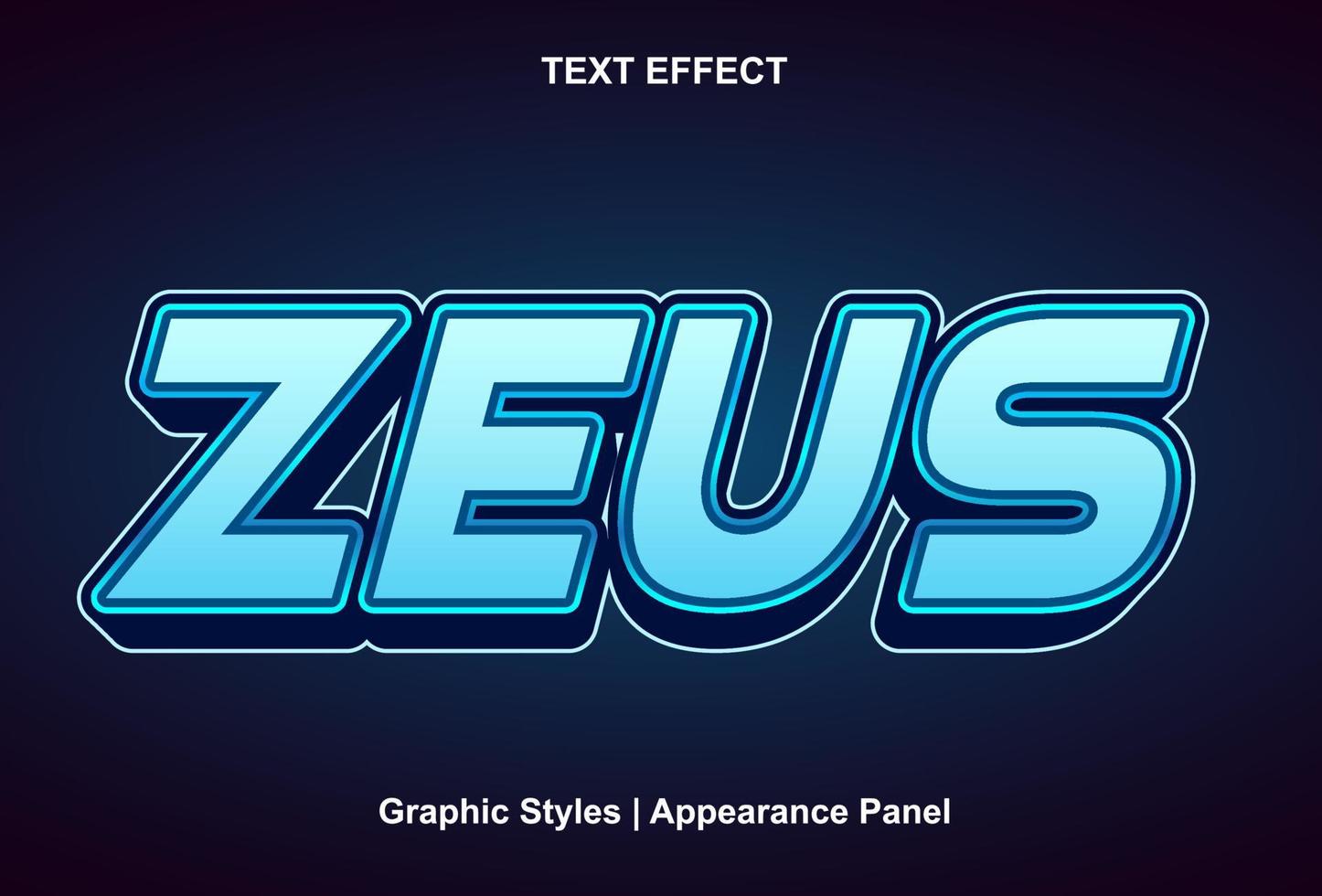 zeus text effekt och redigerbar vektor