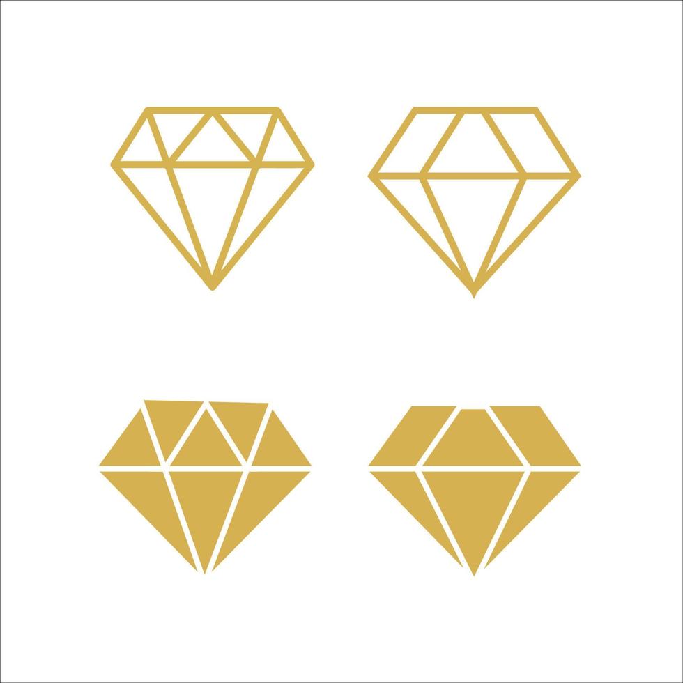 guld diamant vektor logotyp ikon uppsättning