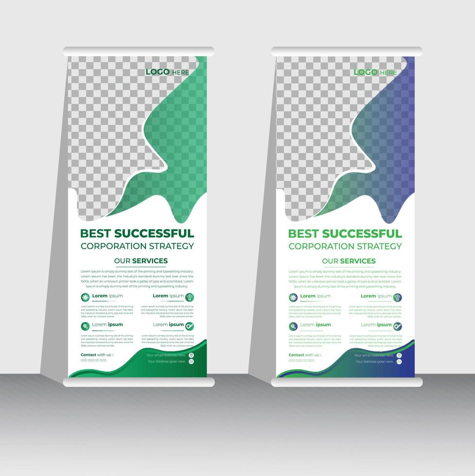 professionelles Roll-Up-Stand-Banner-Template-Design, vertikaler, abstrakter Hintergrund, Pull-Up-Design, modernes Banner, Rechteck vektor