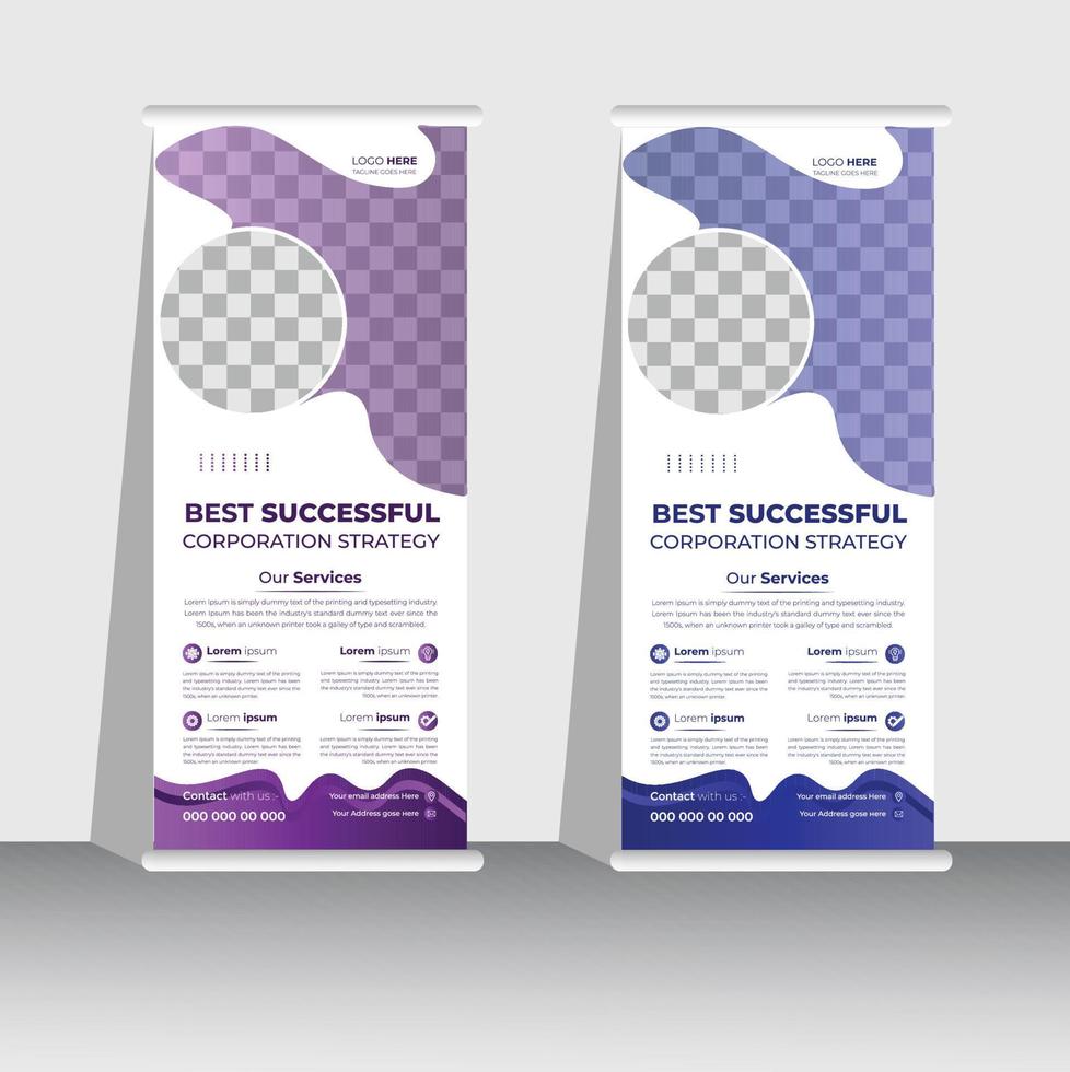 professionelles Roll-Up-Stand-Banner-Template-Design, vertikaler, abstrakter Hintergrund, Pull-Up-Design, modernes Banner, Rechteck vektor