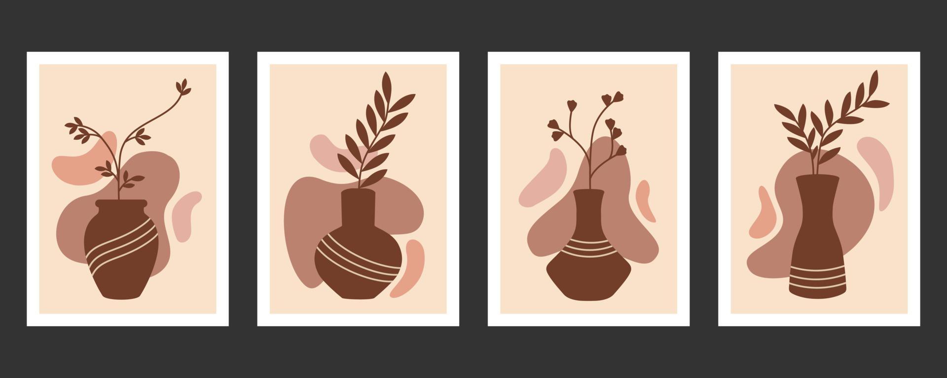 abstrakte form und blatt boho moderne minimalistische clipart vektor