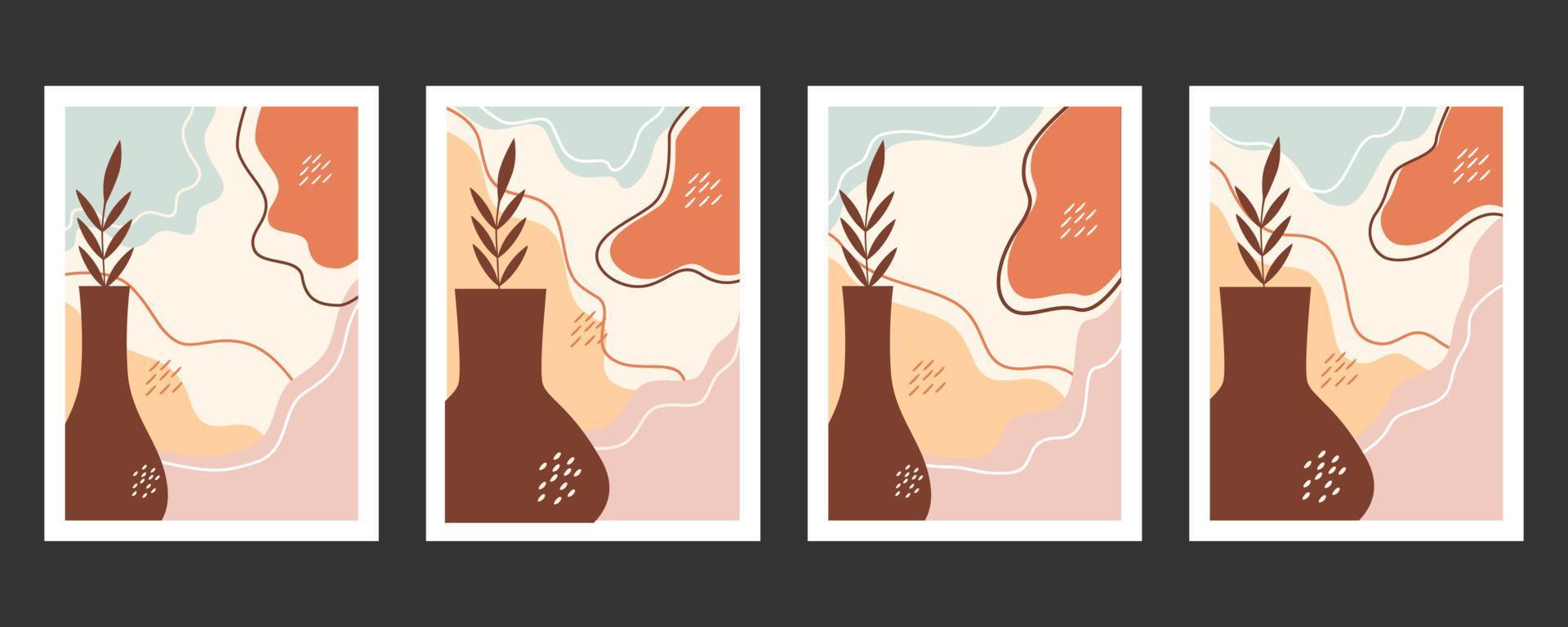 abstrakte form und blatt boho moderne minimalistische clipart vektor