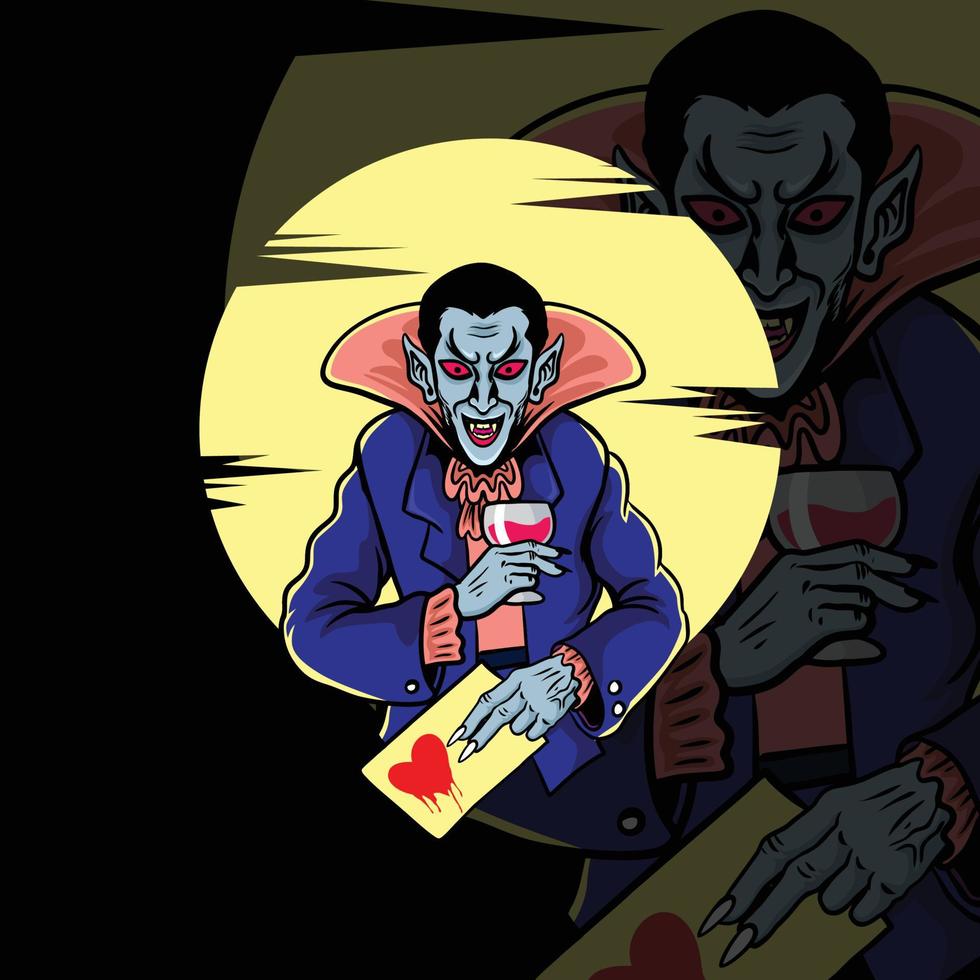 Dracula bringt eine Liebesbriefillustration vektor