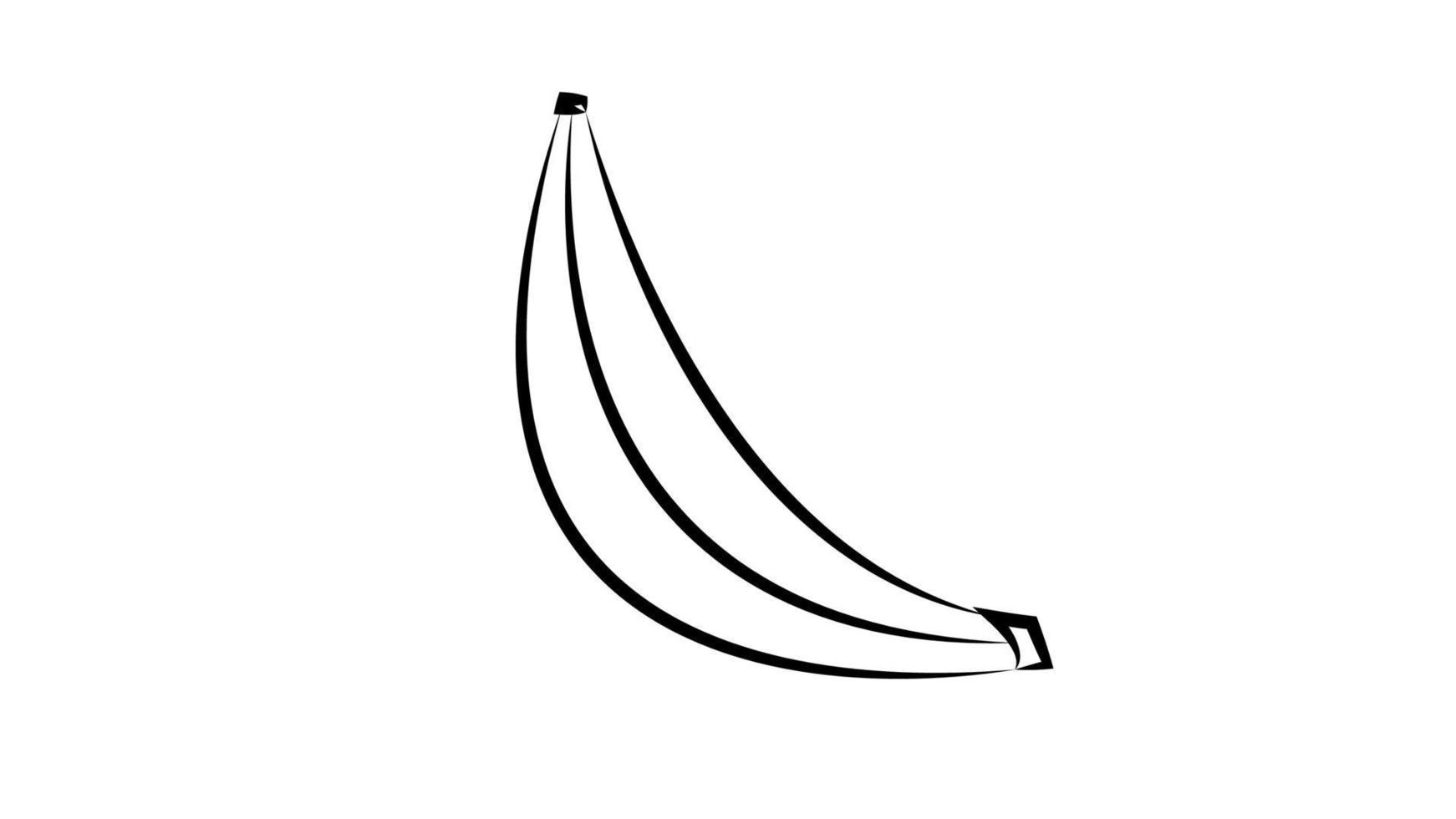 Vektor-Illustration. Banane auf weißem Hintergrund. Schwarz-Weiß-Darstellung. süße bananenillustration in stilvoller farbe vektor