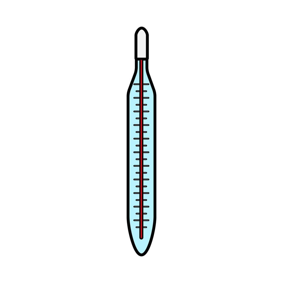 medicinsk glas kvicksilver termometer till mäta kropp temperatur, en enkel ikon på en vit bakgrund. vektor illustration