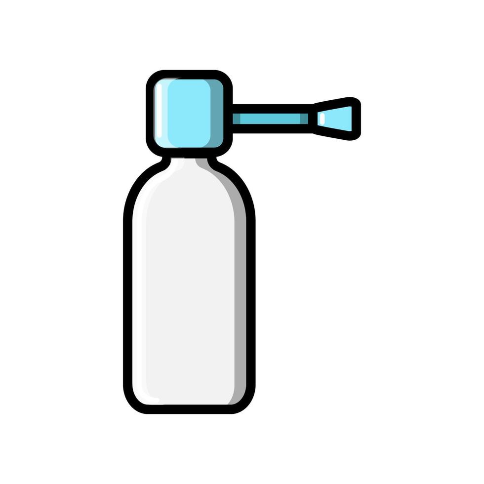 en små medicinsk läkemedel spray i en burk med en rör för de behandling av sjukdomar av de näsa och hals, en enkel ikon på en vit bakgrund. vektor illustration