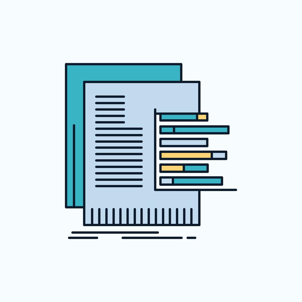 Diagramm. Daten. Graph. Berichte. Bewertung flaches Symbol. grünes und gelbes zeichen und symbole für website und mobile anwendung. Vektor-Illustration vektor