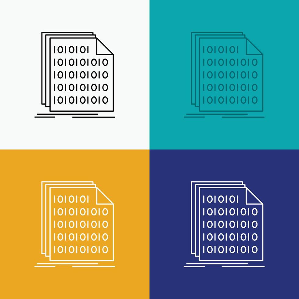 binär. Code. Kodierung. Daten. Dokumentsymbol über verschiedenen Hintergrund. Linienstil-Design. entwickelt für Web und App. eps 10-Vektorillustration vektor