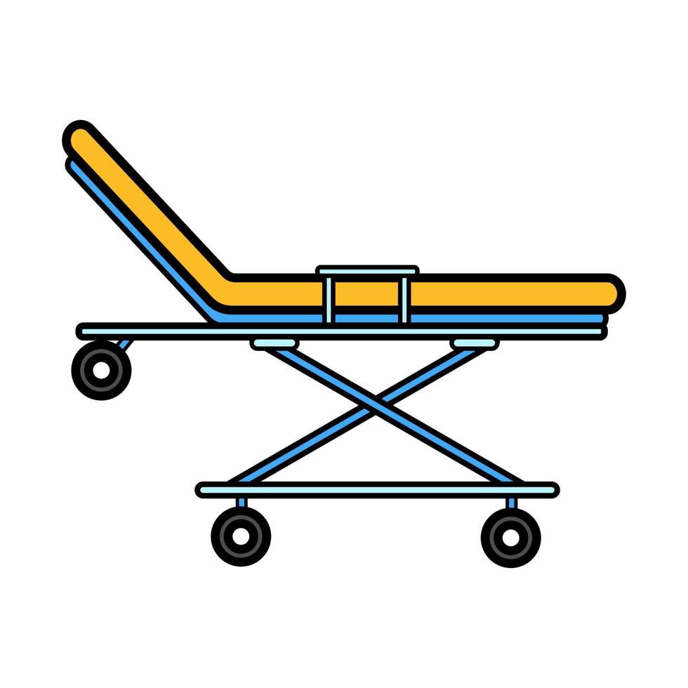 medicinsk återupplivning ambulans rullstol för transport av patienter, säng med hjul i de sjukhus, enkel ikon på en vit bakgrund. vektor illustration