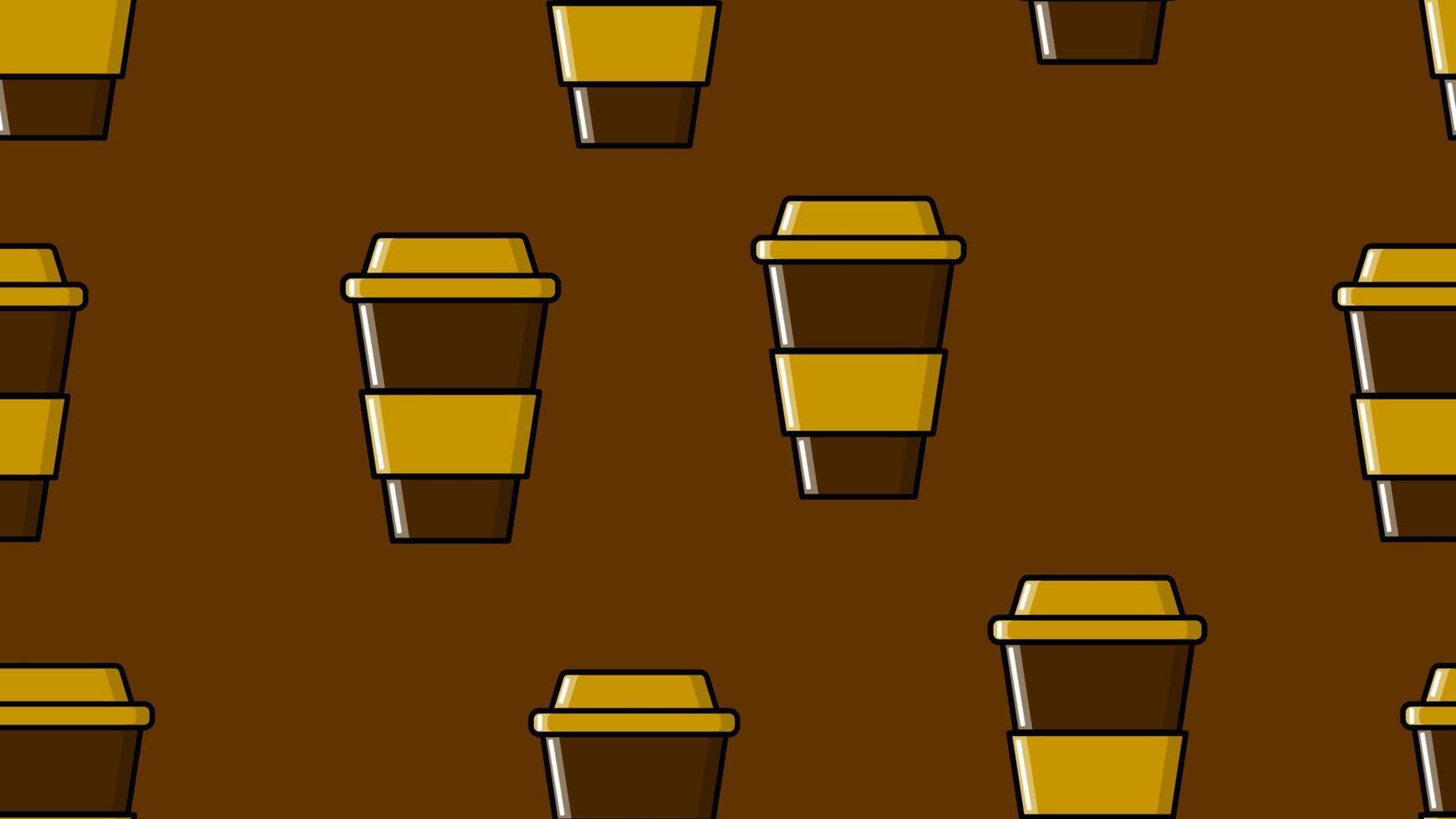sömlös mönster av upprepa glasögon med en snabbt varm uppfriskande americano espresso kaffe i en kartong kopp hämtmat på en brun bakgrund. vektor illustration